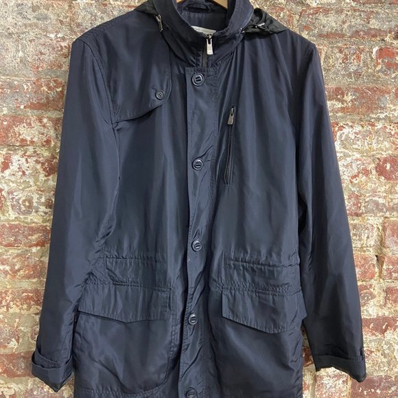 Father & Sons Lightweight Navy Rain Coat with Hood L - Picture 2 of 11